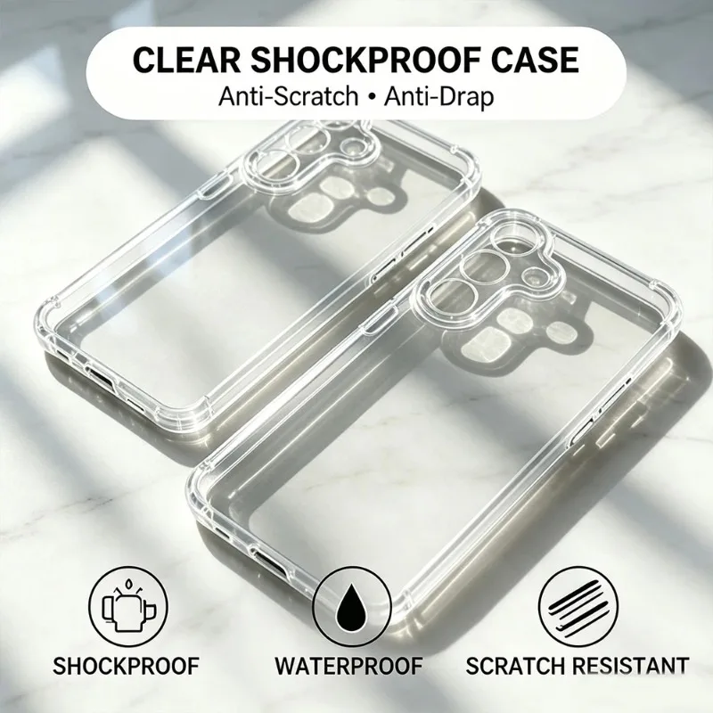 Enhanced Transparent Shockproof Acrylic Phone Case with Clear Back