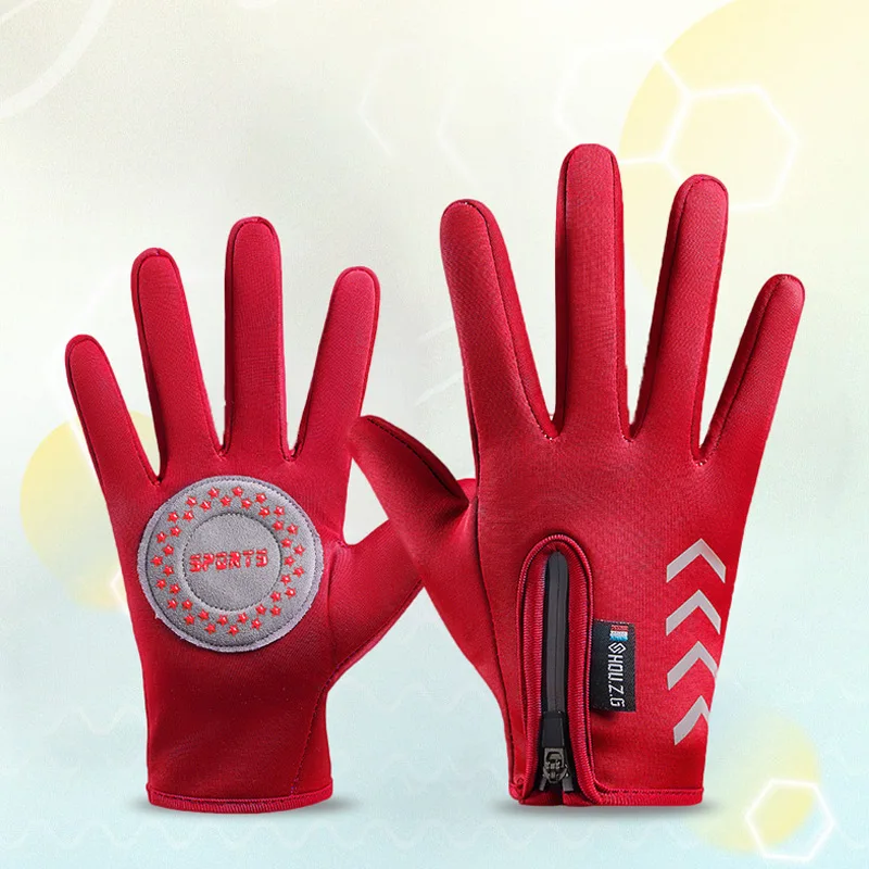 Children's Gloves Cycling Winter Autumn Thermal Gloves Warm Kids Reflect Light Non-Slip Ski Fleece Scooter Gloves Zipper 3