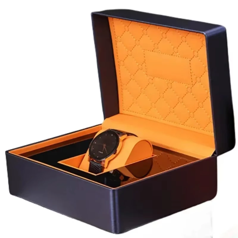 Watch Display Organizer Gift Brand Packaging Jewelry Travel Box High End PU Leather Brushed Metal Effect Watch Packaging Cases
