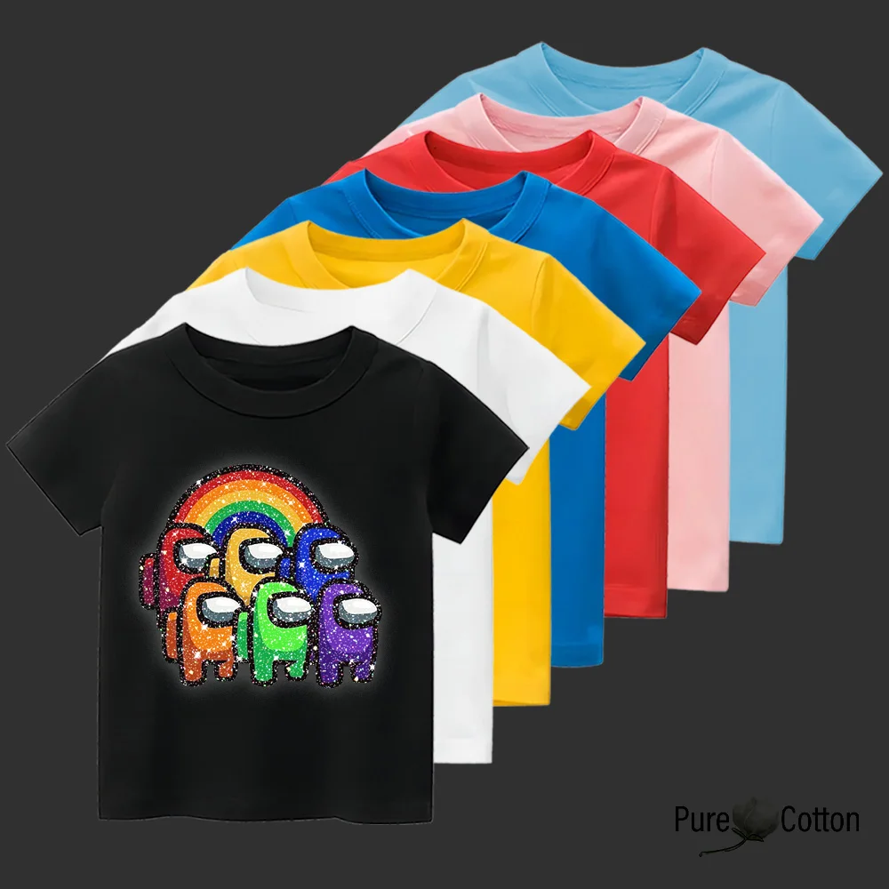 Bright rainbow stick figure print children's top T-shirt beautiful using pure cotton fabric soft and comfortable to highlight se 2