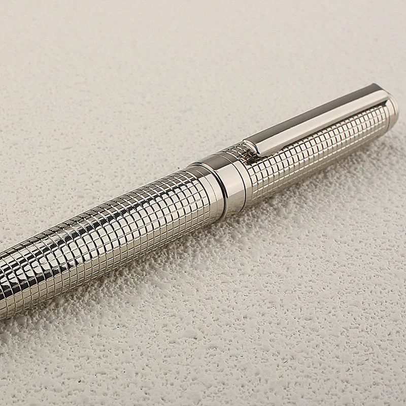 قلم حبر جاف معدني فضي فاخر من الفولاذ المقاوم للصد...