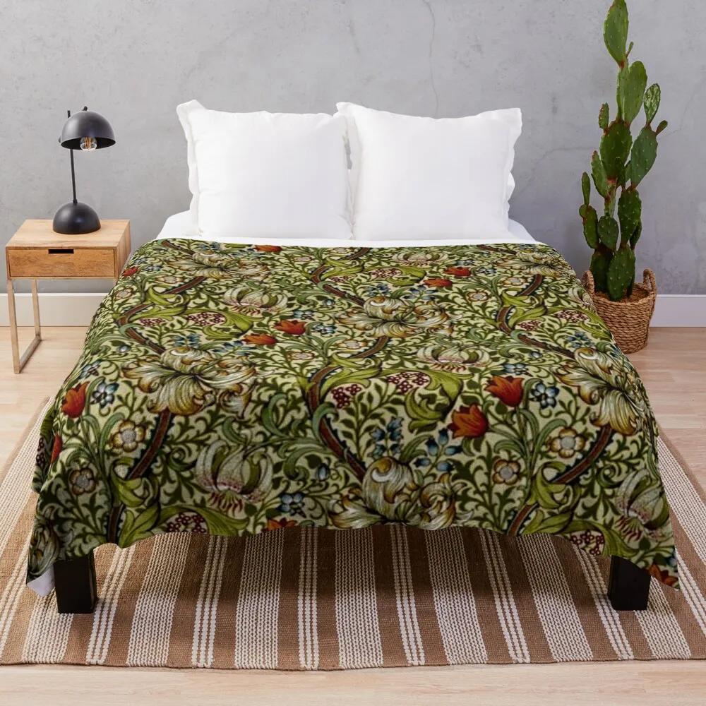

William Morris Golden Lily Throw Blanket Sofas Bed covers Blankets
