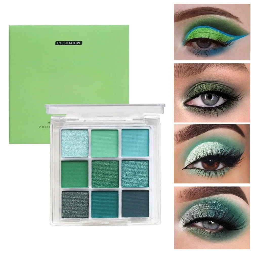 Eye Shadow Plate 9 Colors Eyeshadow Palette Matte Pearlescent Waterproof Eyes Pigments Powder Smoke Purple Green Eye Shadow Palette Makeup