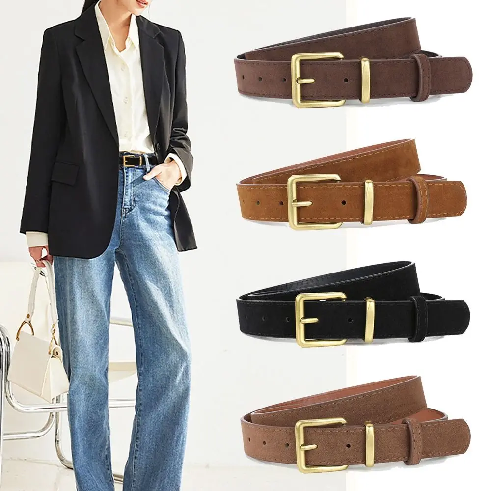 Suede Leather Belt Luxury Pin Buckle Retro Design For Women