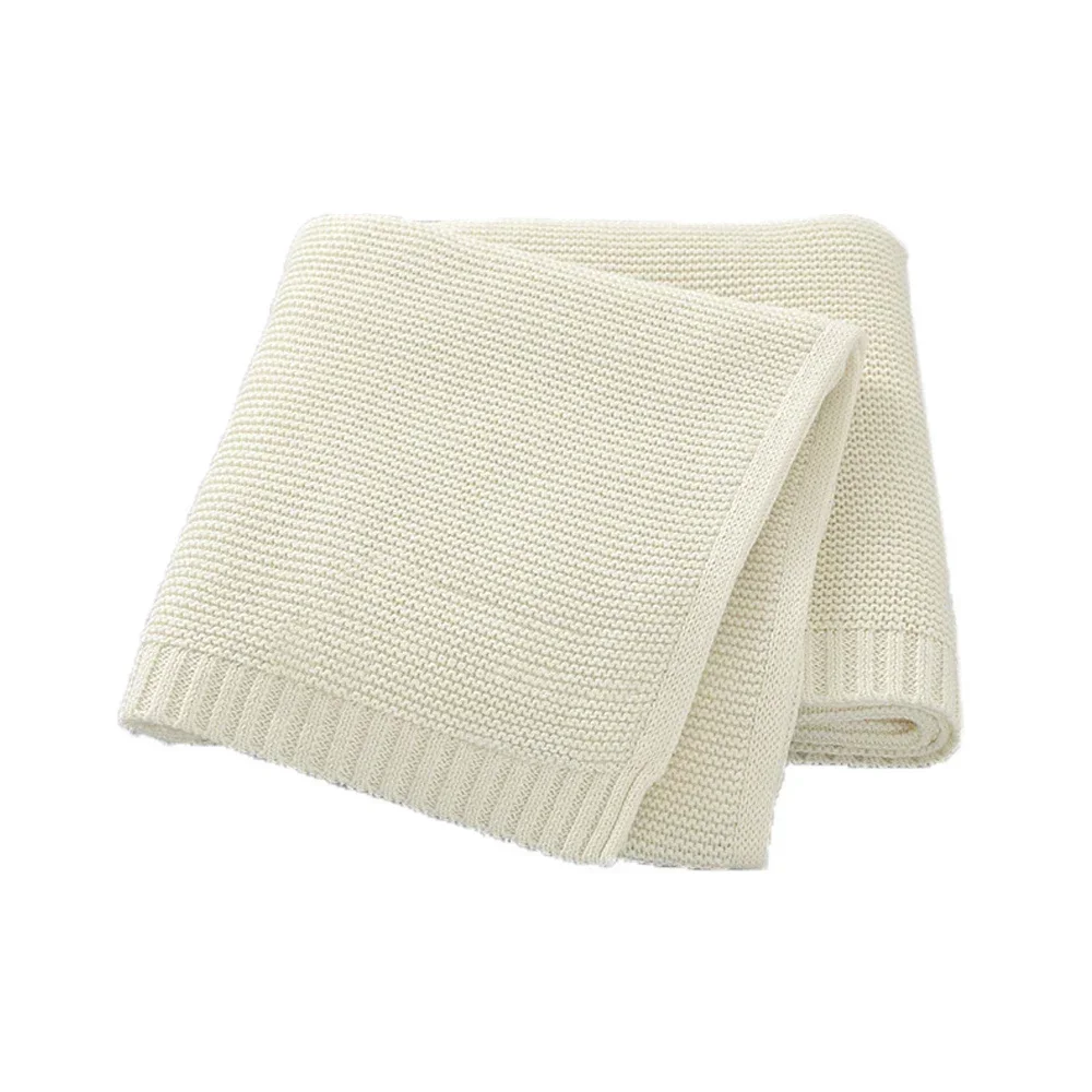 Cotton Knitted Blanket Personalized Embroidered Name Baby Boy Baby Girl Soft Blanket Baby Shower Breathable Stroller Blanket 6