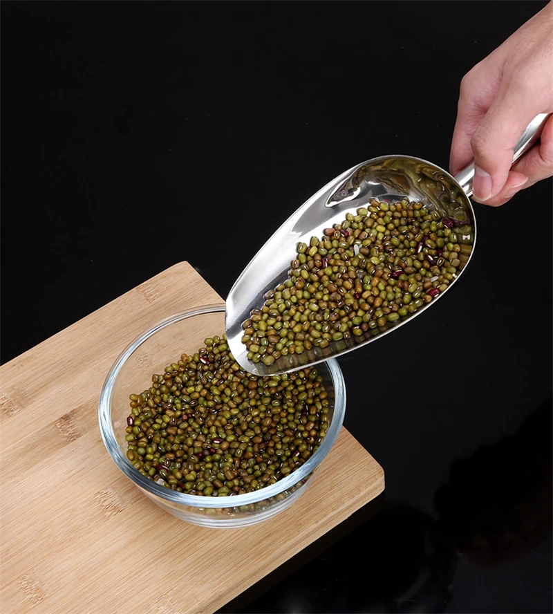 Ice Cube Scoop Ice Shovel Scoop Ice Cream Scoop Stainless Steel Ice Shovel Coffee Beans Ice Cube Scoop Bar Scraper Flour Nut Spoon Grain Dry Goods Shovel