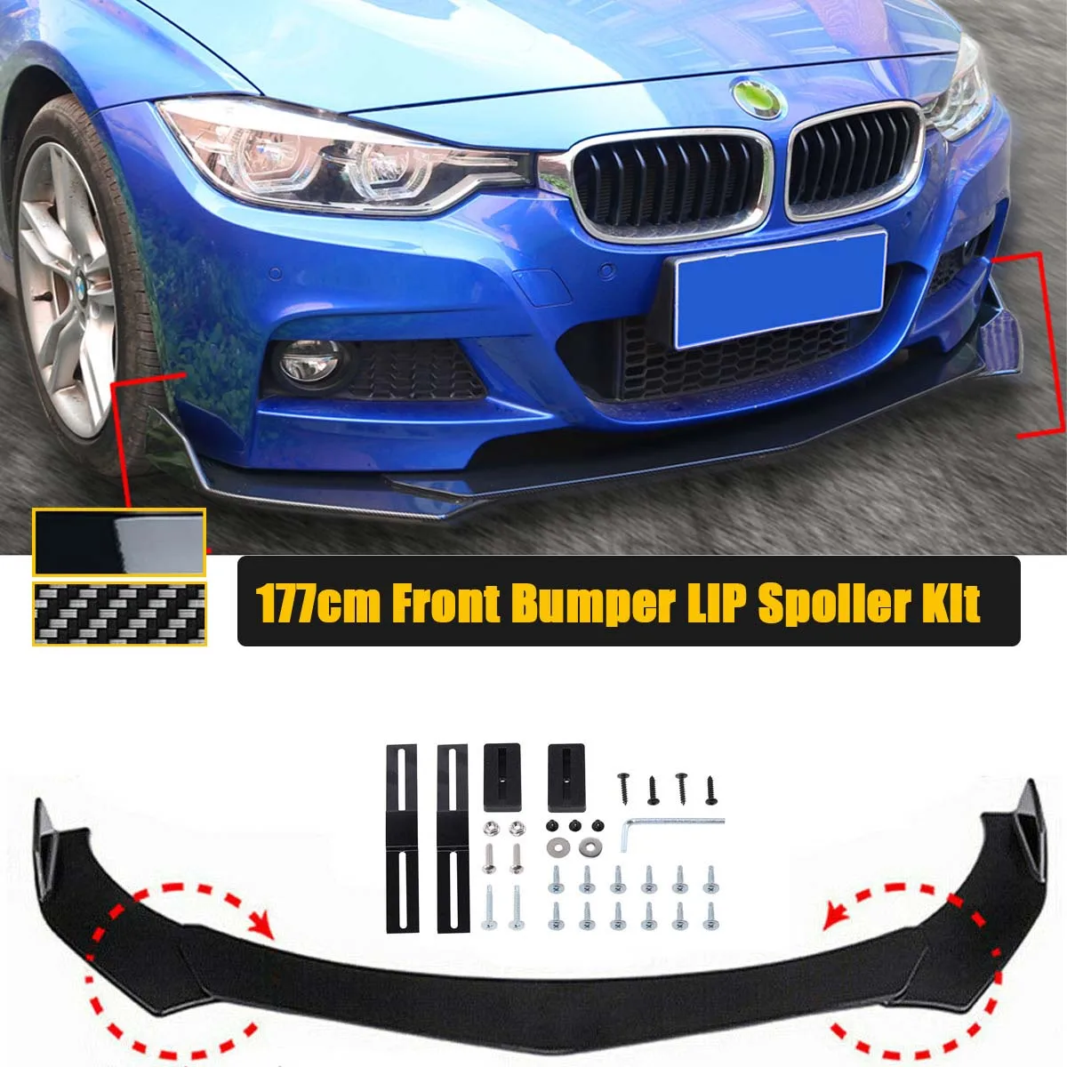 Universale Paraurti Anteriore Labbro Spoiler Per Bmw E36 E46 E60 E63 E64 E90 E91 E92 E93 Splitter Body Kit Guardia Auto Accessori 177Cm
