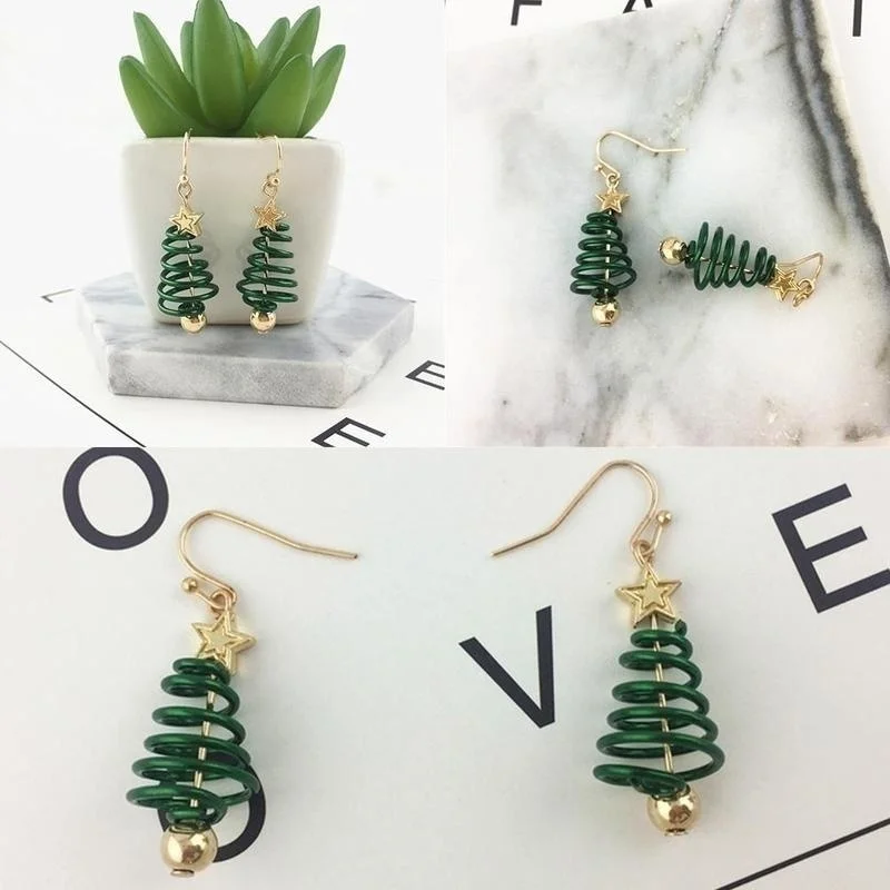 Christmas Earrings Tree Dangle Earring Plating Gold Jewelry Party For Women Gift Creative Design Famale Earrings Accessories