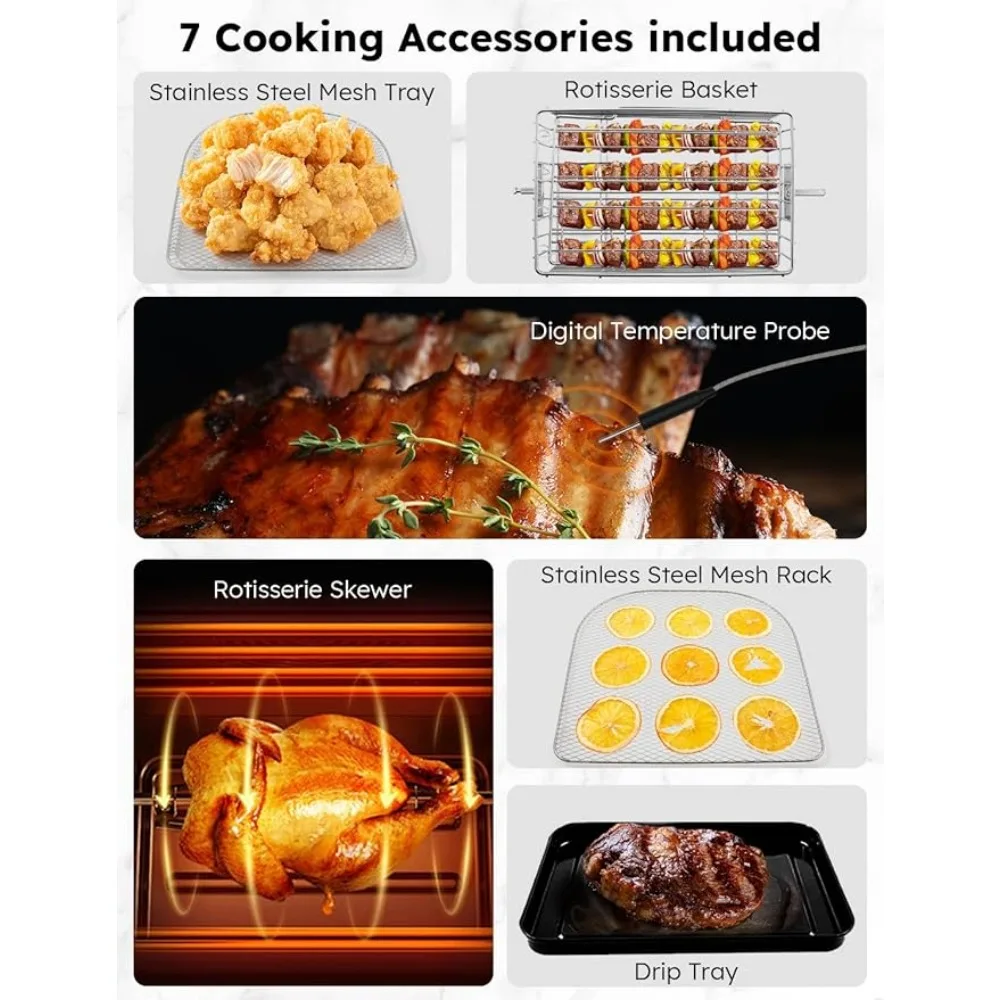 Microwave Ovens, Air Fryer Oven, 15.5Qt,Powerful 1800W, Integrated Smart Thermometer, Temp Controls, Microwave Ovens 6
