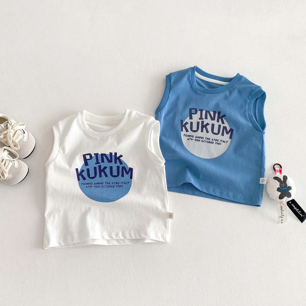 Boys' Summer Korean Tank Top 2025 Children's Sleeveless T-shirt Handsome Letter Solid Color Top Versatile