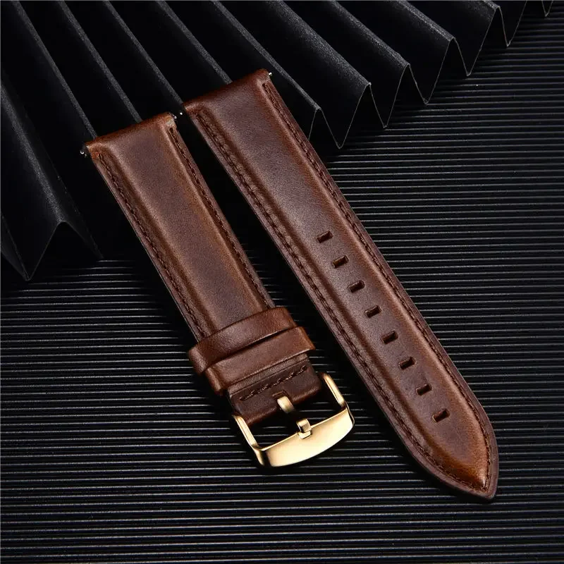 Elegant Leather Watchbands - Quick Release Business Strap Bracelet in Black and Brown