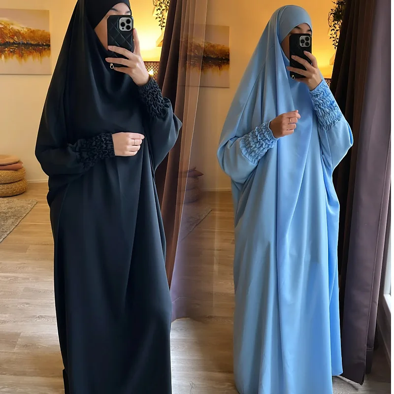 

Ramadan Long Khimar Muslim Abaya Dress Women Prayer Garment Saudi Arabic Pocket Prayer Dress Robe Burka Eid Niqab 2023