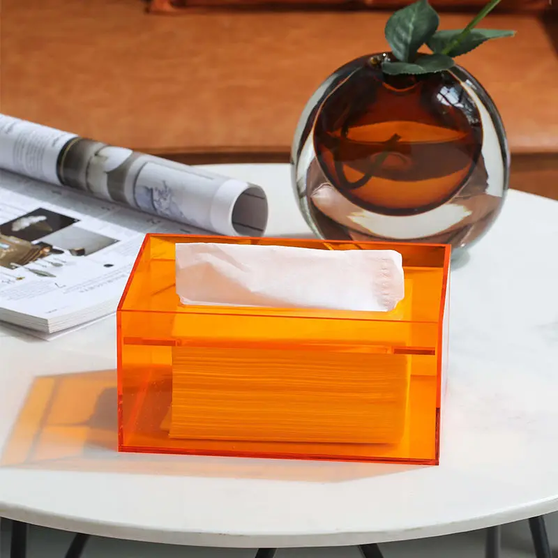 Simple And Creative Acrylic Colorful Tissue Box Office Household Tea Table Light And Luxury Paper Extraction Transparent Storage 6