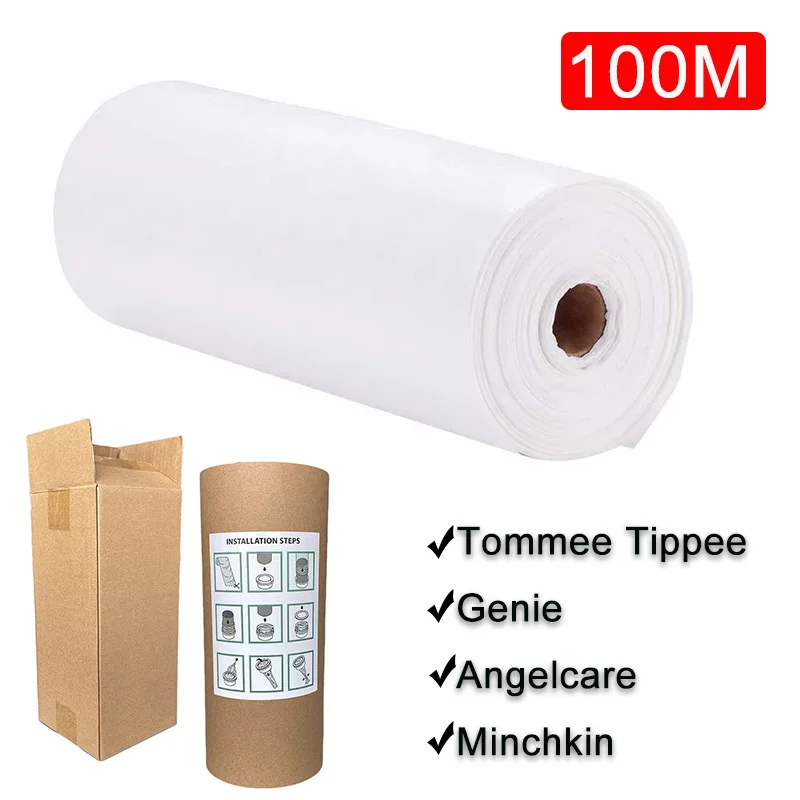 White Bady Diaper Pail Refills Bags Garbage Bag Compatible with Tommee Tippee and Angelcare and Genie Twist&cIick 100M/Roll trash bags refill diaper pail refills