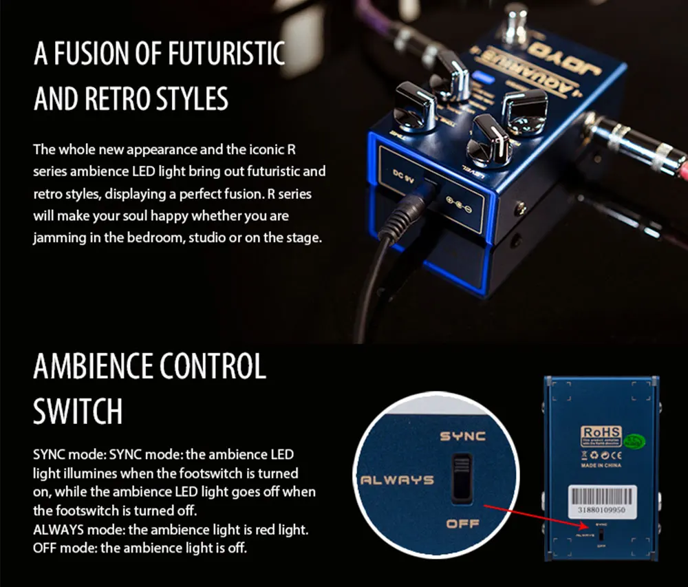 JOYO R-07 AQUARIUS Delay Looper Guitar Effect Pedal Looper Function 8 Digital Delay Effect Pedal with 5 Minutes Recording Time 
