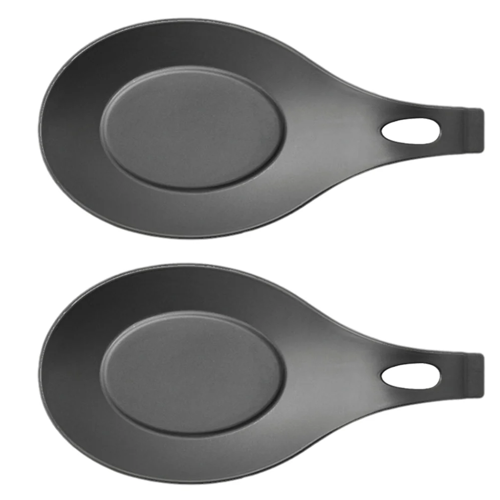 

2 Pcs Silicone Spoon Mat Kitchen Utensils Holders Rest Flatware Storage Rack Supplies Food Grade Stand