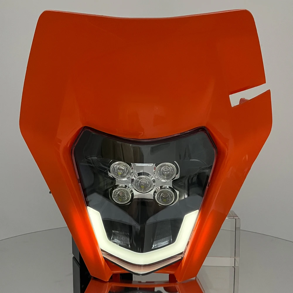 Motorcycle Headlight For KTM Headlight Plate Motorcycle LED EXC 300 XC SX 125 250 350 450 Round Wick Headlamp Dit Bike Supermotor Enduro Accessories