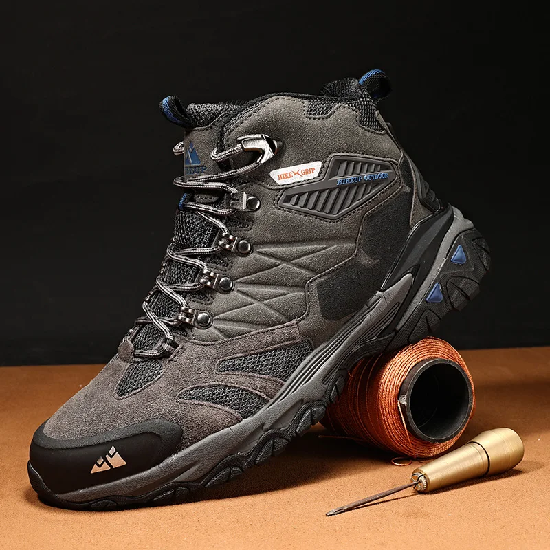 Hikeup winter boot herren outdoor wanderstiefel wildleder high top trekking männer schuhe regen feste taktische kampfstiefel – Detail 17