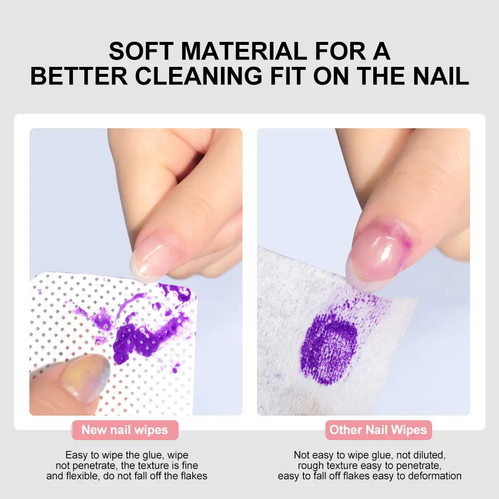 Nail Polish Remover 300 Pcs Nail Polish Removal Wipes Nail Cleansing Pads Easy Removable Gel Disposable Cotton Wipe Pads UV Gel Non-Woven Nail Pads