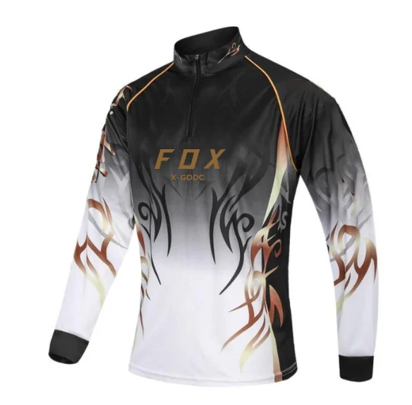 

New Brand X-GODC FOX Fishing Shirts Outdoor Sport Quick Dry Mens Fishing Clothes Plus Size Anti Uv Cycling Fishing Clothing