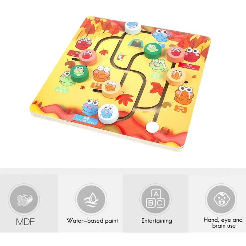 Wooden Educational Toys Maze Tble Cute Insect Expression Toddler Color Emotion Cognition Early Education A images - 6