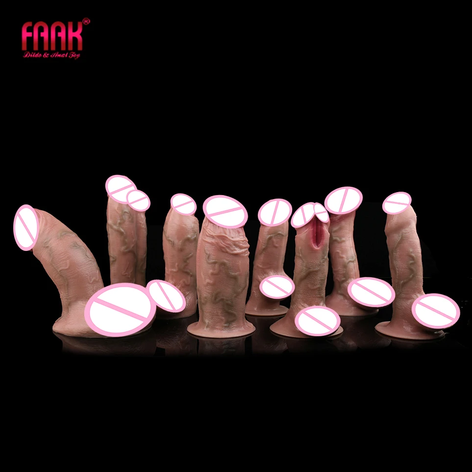 FAAK Silicone Foreskin Realistic Dildo With Sucker Skin Touch Lifelike Penis Sex Toys for Women Anal plug Female Masturbator