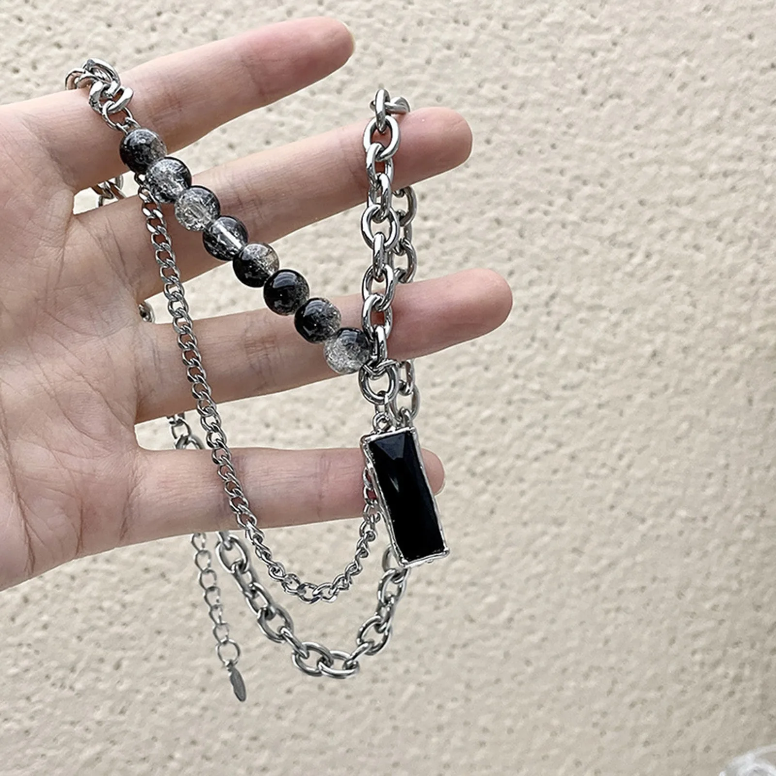 Vnox Stone Choker Necklaces for Men Women Double Layers Chain Collar choker necklace