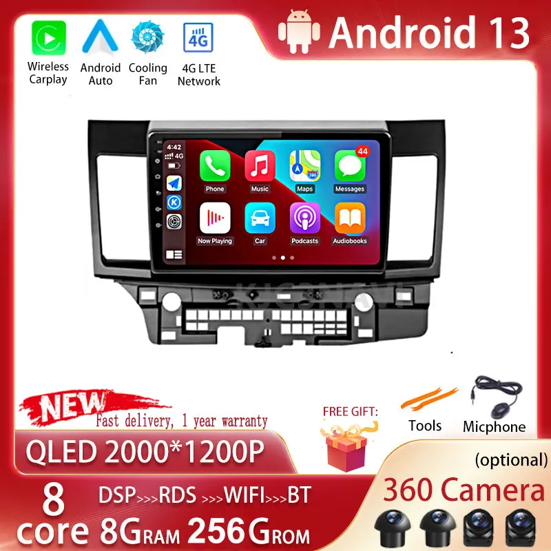

Android 13 For Mitsubishi Lancer 10 CY 2007 - 2012 Car Radio Multimedia Video Player Navigation GPS Carplay Auto No 2Din DVD