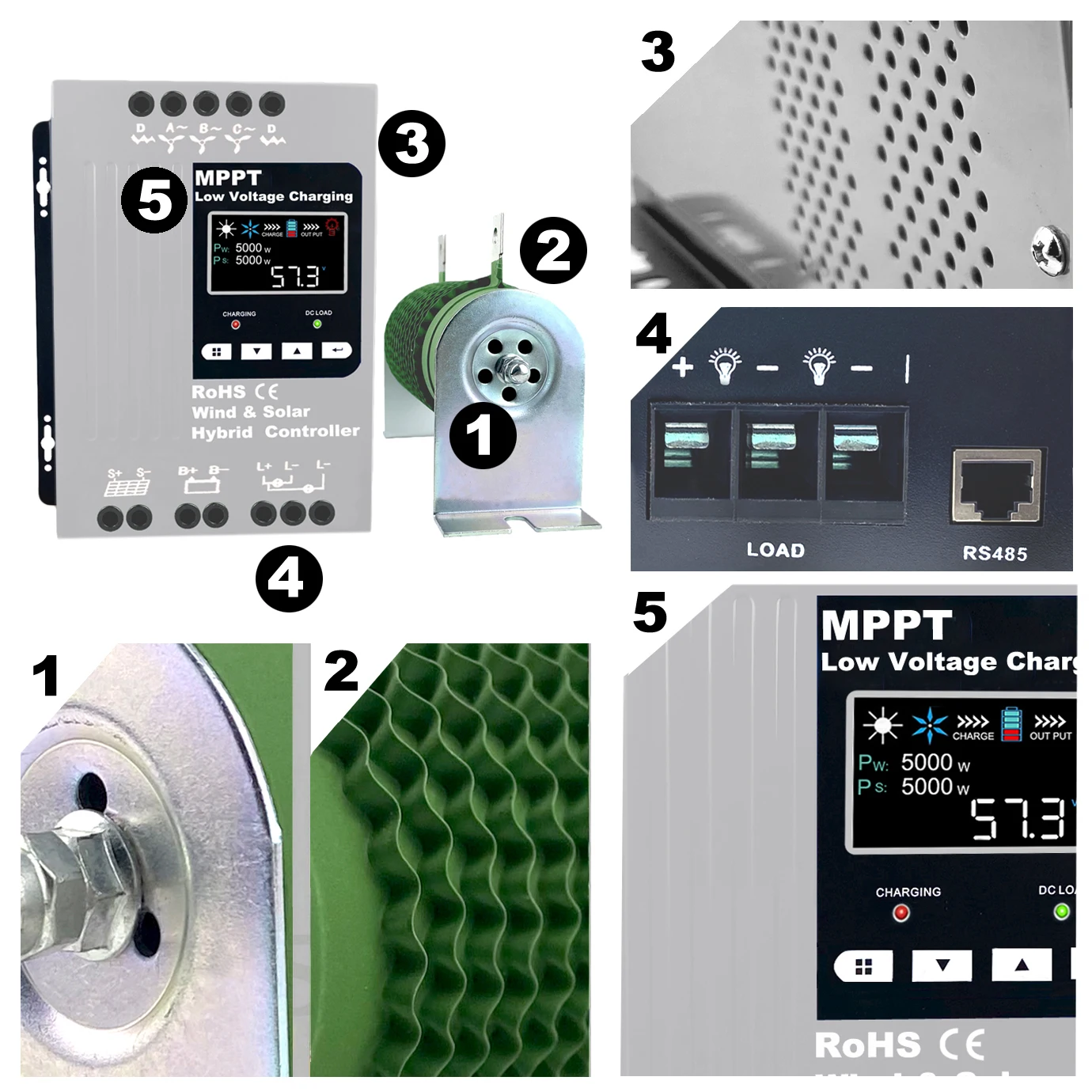 8000W 10000W MPPT 풍력 태양광 하이브리드 컨트롤러 레귤레이터 자동 매칭 12V 24V 48V 풍력 5000W PV 6000W 선택 가능 안드로이드 앱