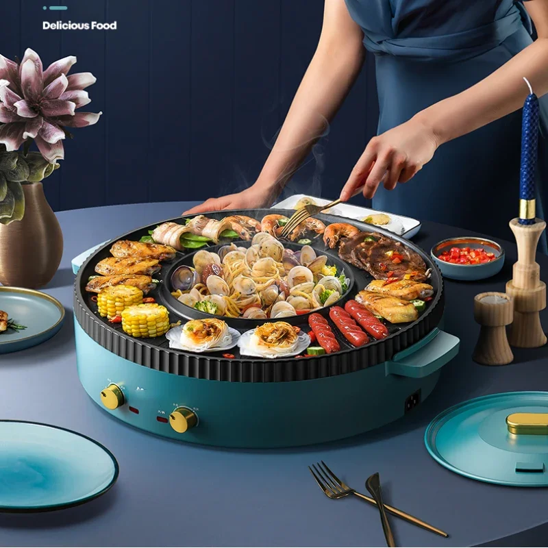 Hot Pot Barbecue Integrated Pot Household Smokeless Electric Barbecue Fire Boiler 220V/1700W Barbecue Machine 4