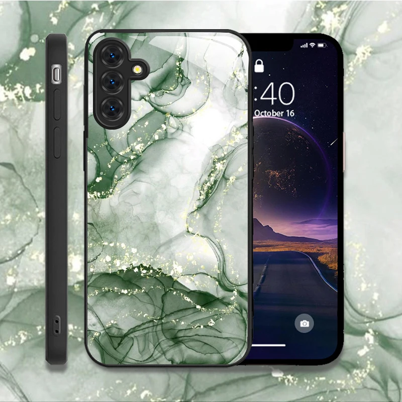 Luxury Marble Pattern Tempered Glass Phone Case - Elegant Shockproof Protective Cover