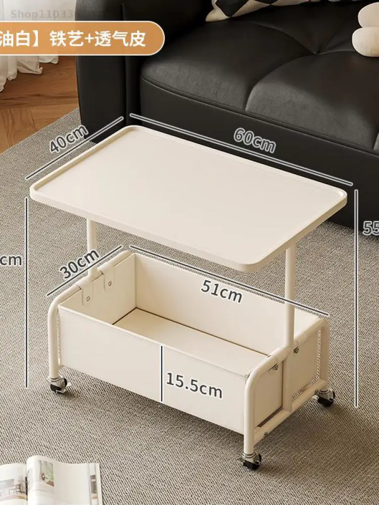 Living Room Sofa Side Table With Wheels Modern Simple Movable Small Coffee Table Light Luxury High-end Creative Bedside Cabinet