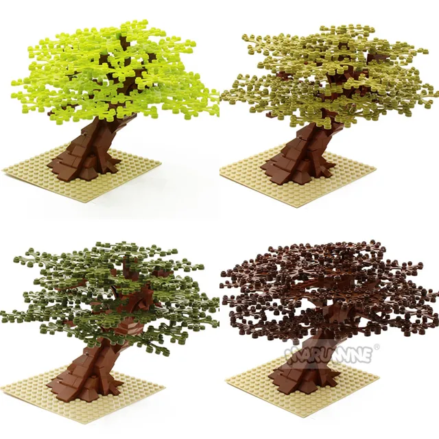 Marumine MOC Bricks Tree Set 205PCS with Plate Model Building Kit Blocks Plant Accessories Grass Parts Decoration Scene Toys 3