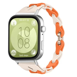 Elegant Chain Silicone Strap - Adjustable Wristband Bracelet Replacement Accessories for Huawei Fit 1 (Slim star orange)