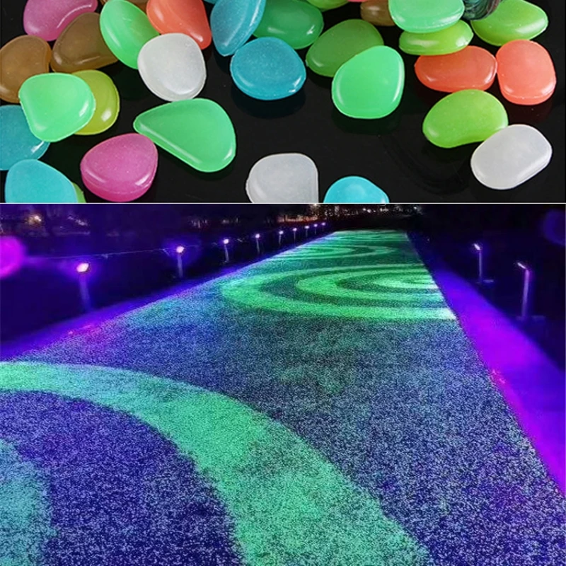 Garden Decor Luminous Stone Glow in the Dark Pebbles Sidewalk Terrace Lawn Garden Patio Fish Tank Aquarium Decorations 10/50 Pcs