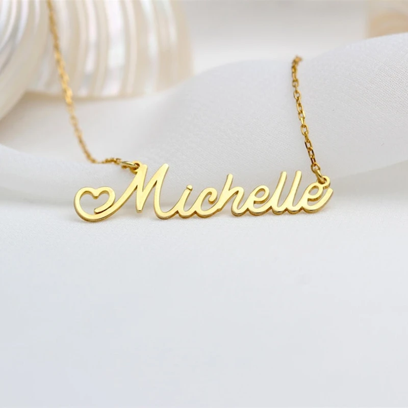 

Custom Heart Name Necklace Women Girl Jewelry Stainless Steel Gold Color Personalized Nameplate Pendant Necklace BFF Gifts