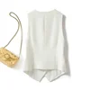 2024 Summer V-Neck Vest Women Thin Loose Waistcoat Single Breasted Sleeveless Blazer Female Slim Short Vest Femme Slim Buttons 4