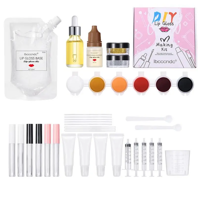 

DIY Lip Gloss Making Kit Moisturizing Clear Lip Gloss Base Gel With Tube Homemade Lip Balm Set With Giltters Lip Gloss Set