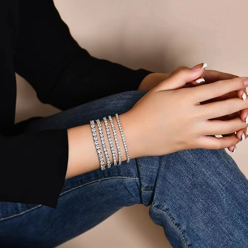 Lycfn 2-5mm Moissanite Full Diamond Tennis Bracelet Necklace GRA 925 Silver Plated 18k Women Man Wedding Party Bracelets Jewel