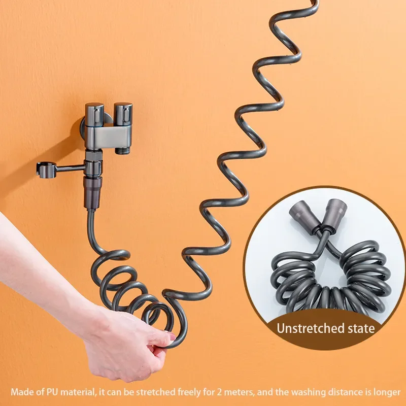 Zinc Alloy Angle Valve Wall Mount Toilet Bidet Sprayer Set One In Two Out Water Cleaning Sprayer for Bathroom Toilet Accessories