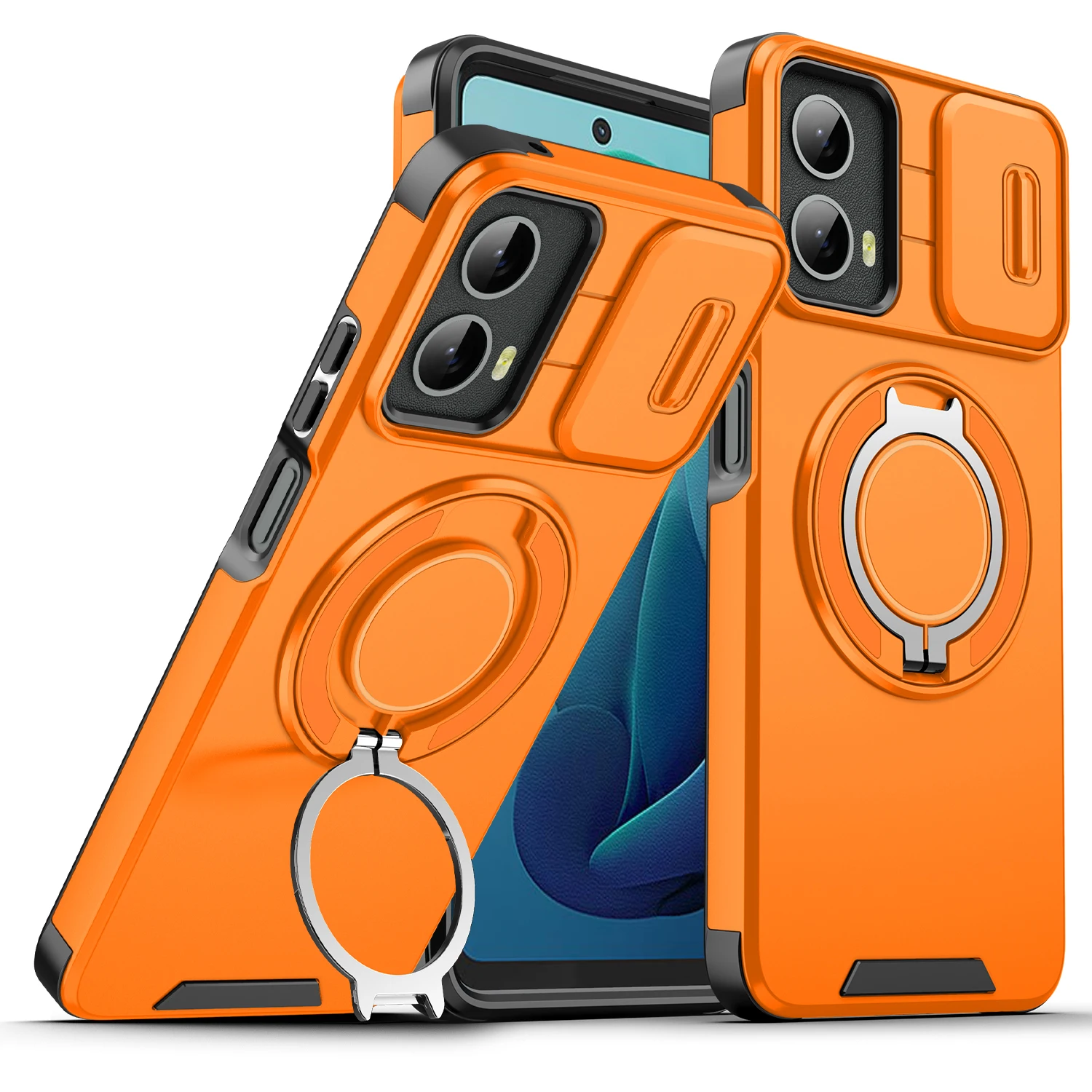 Luxury Armor Phone Case with Magnetic Bracket & Lens Protection - Shockproof Cover