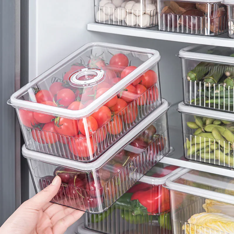 

Kitchen Organizer Refrigerator Storage Box Timing Fresh Fridge Organizer Vegetable Fruit Food Storage Containers Pantry Crisper