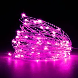 Enchanting LED Fairy String Lights - Silver Wire Garland for Holiday and Event Decoration (Pink Light)