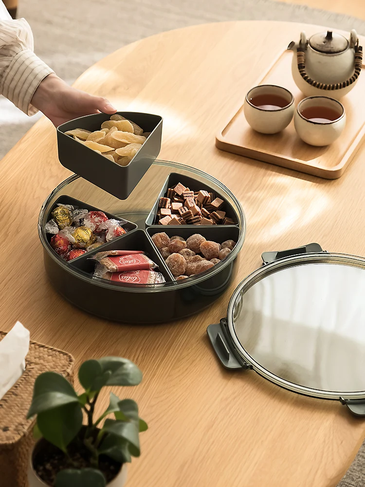 Divided Serving Tray with Lid and Handle Snackle Box Charcuterie Container  Portable Snack Platters Clear Organizer for Candy - AliExpress