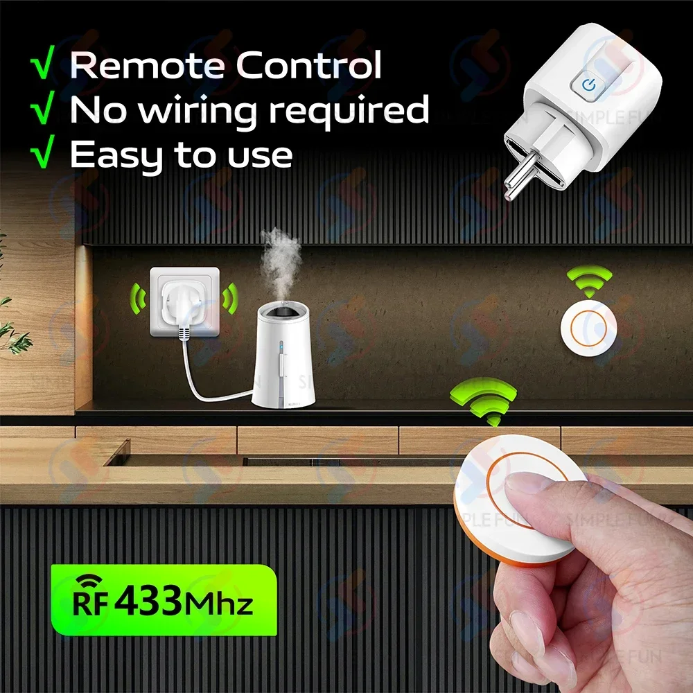 433Mhz EU FR 무선 원격 제어 플러그 16A 220V RF 스마트 소켓 미니 라운드 원격, 가전 제품 ON/OFF 용 전기 콘센트