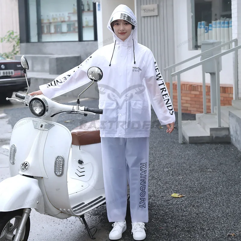 Split Raincoat and Rain Pants Suit Reflective Takeaway Labor Protection Sanitation Riding PVC Men'sfemale Motorcycle Raincoat
