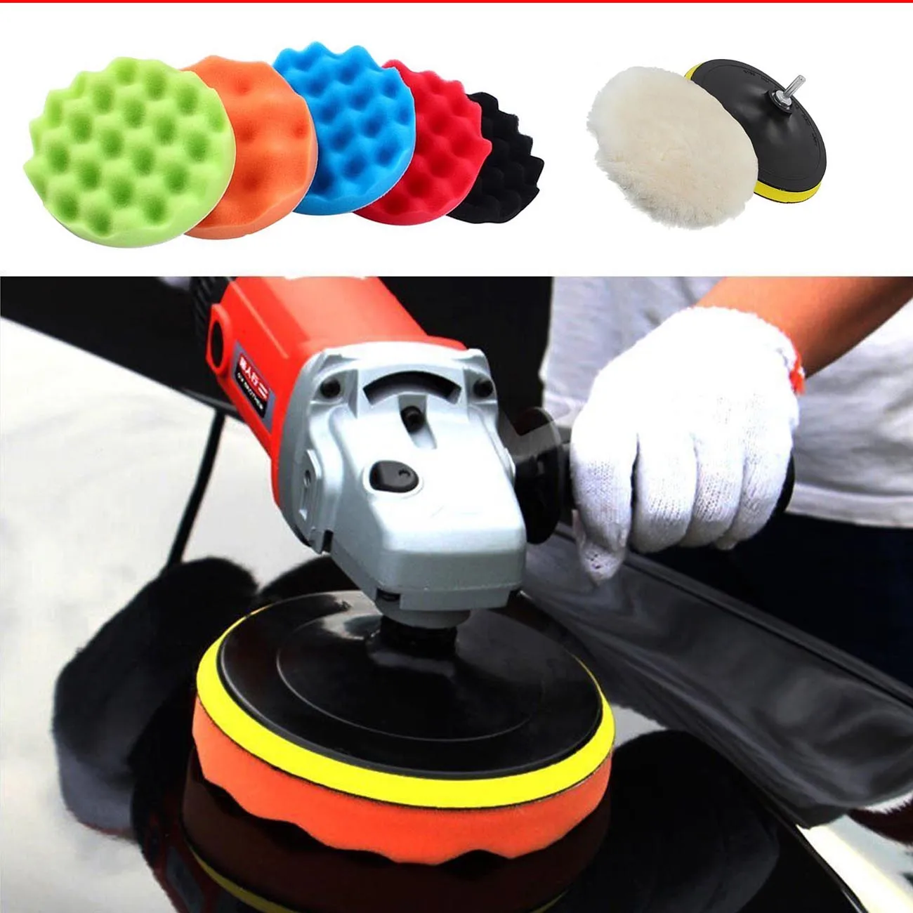 5inch 12ps Car Polishing Pads Drill Sponge Buffing Waxing Clean Polish Buffer Pad for Drill Wheel Polisher Waxer 4