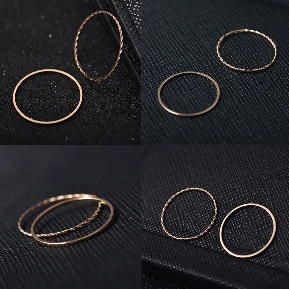 Thin Slim Delicate Trendy Office Stacking Knuckle Small MIDI Finger Simple Design Fashion Jewelry Rings 2pcs/sets