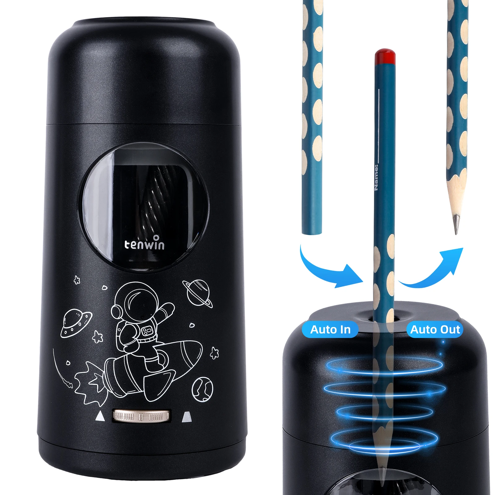 Tenwin 자동 전기 연필 샤프너, A10 C 타입 충전식 샤프너, 학생용 문구 연필 샤프너, 선물용