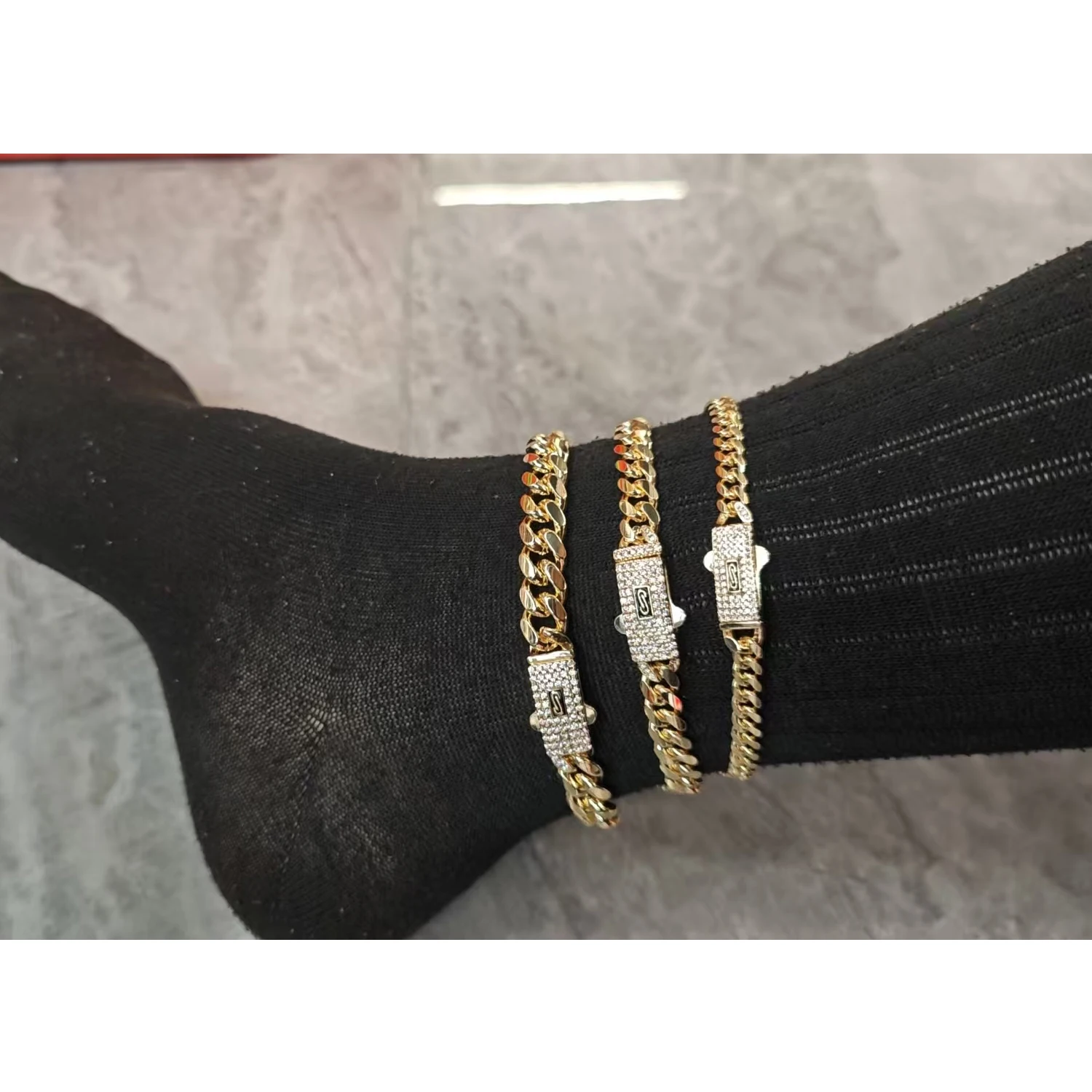 Silver Anklet Bracelet Ankle Chains Cubic Zirconia Anklet Beads Anklet Fashion Accessories Men and Women Anklets Foot Jewelry Party Gift Anklet 23cm/25cm Series